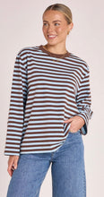 Load image into Gallery viewer, Carter Long Sleeve Tee - Chocolate Blue Stripe
