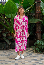 Load image into Gallery viewer, PETUNIA MIDI DRESS-AQUA BLOOM GARDEN
