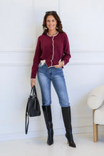 Load image into Gallery viewer, Now Trim Cardi - Wine
