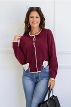 Load image into Gallery viewer, Now Trim Cardi - Wine
