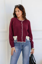 Load image into Gallery viewer, Now Trim Cardi - Wine
