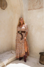 Load image into Gallery viewer, Eclectic Bohemian Fortune Teller Maxidress Caramel Short Sleeve
