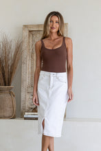 Load image into Gallery viewer, Denim Skirt with Front Split - White
