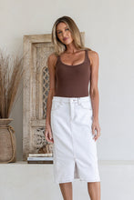 Load image into Gallery viewer, Denim Skirt with Front Split - White
