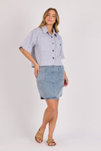 Load image into Gallery viewer, Short Sleeve Jacket - Blue Stripe
