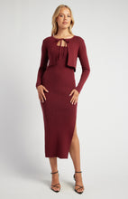 Load image into Gallery viewer, Two Piece Knit Dress With Front Tie Detail Cardigan
