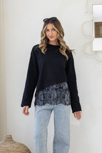 Load image into Gallery viewer, Smaibulun Lace Layered Knit Top – Black

