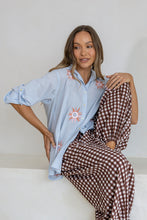 Load image into Gallery viewer, Embroidered Sun Cotton Shirt / Blue
