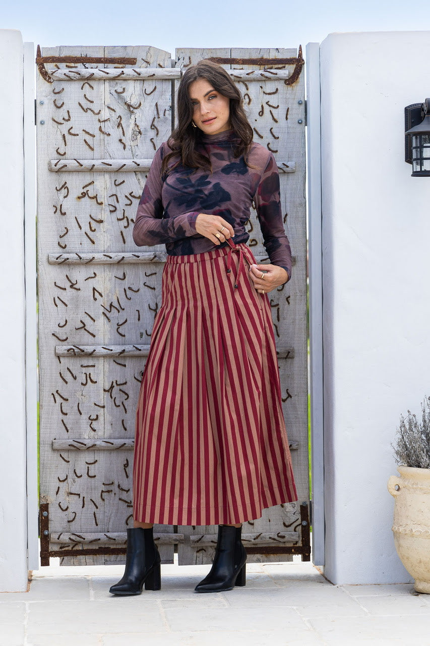 Belmond Stripe Pleated Skirt