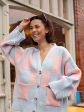 Load image into Gallery viewer, Candice Checked Wide Sleeve Cardigan - Pink &amp; Blue
