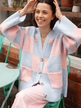 Load image into Gallery viewer, Candice Checked Wide Sleeve Cardigan - Pink &amp; Blue
