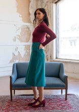Load image into Gallery viewer, Belt Loop Corduroy Skirt Everglade

