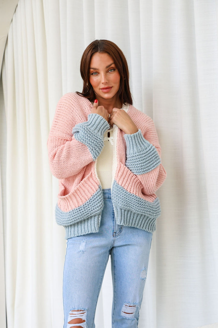Minnesota Cardi - Pink/ Blue