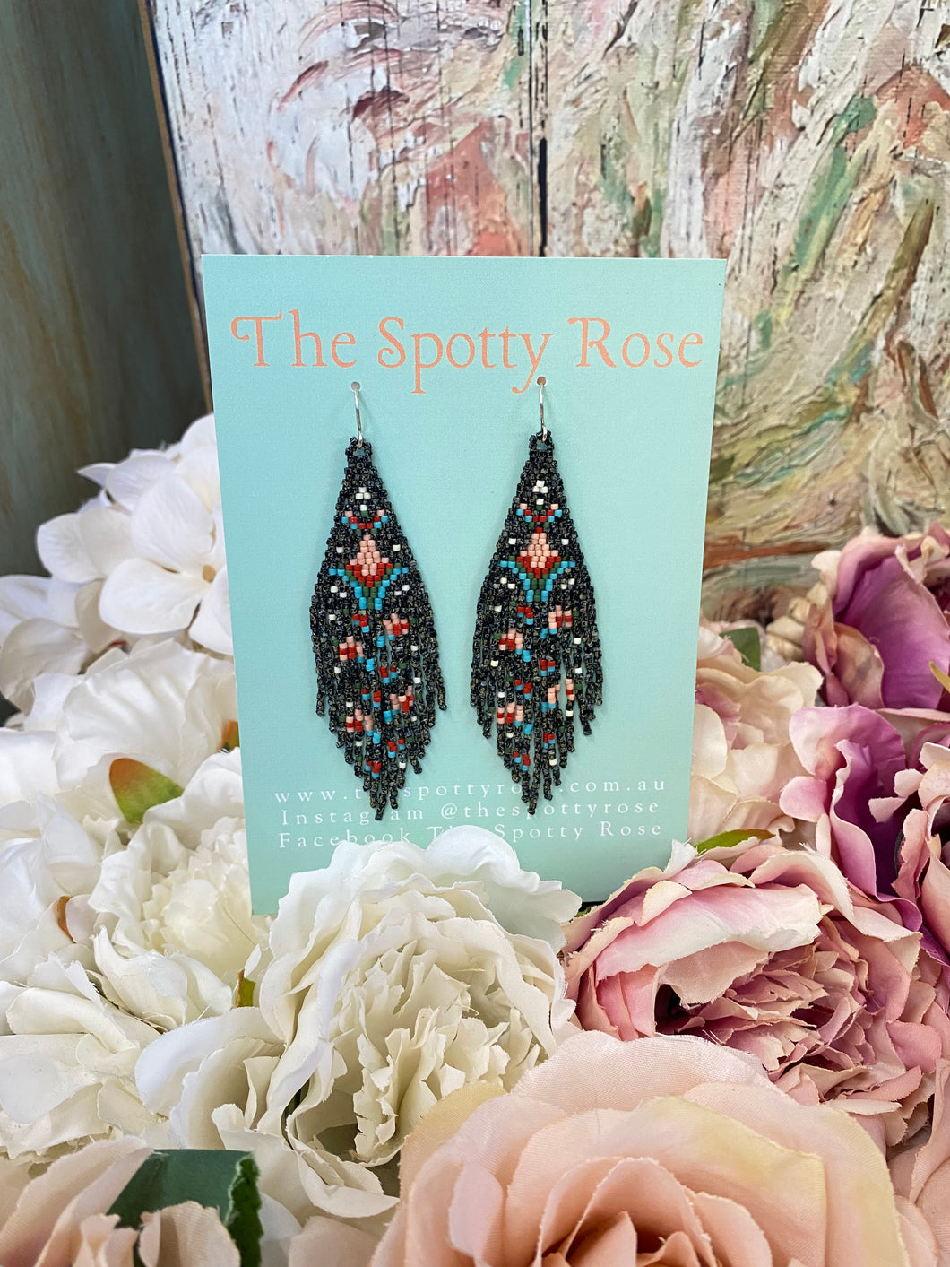 Handmade Floral Beaded Earrings