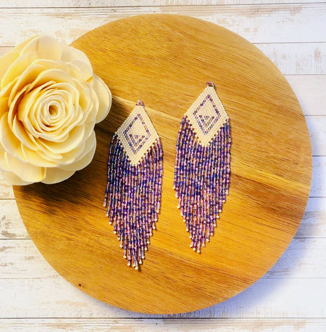 Lilac Handmade Beaded Earrings