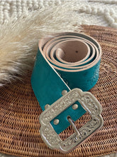Load image into Gallery viewer, Desert Rose Leather Belt - Turquoise
