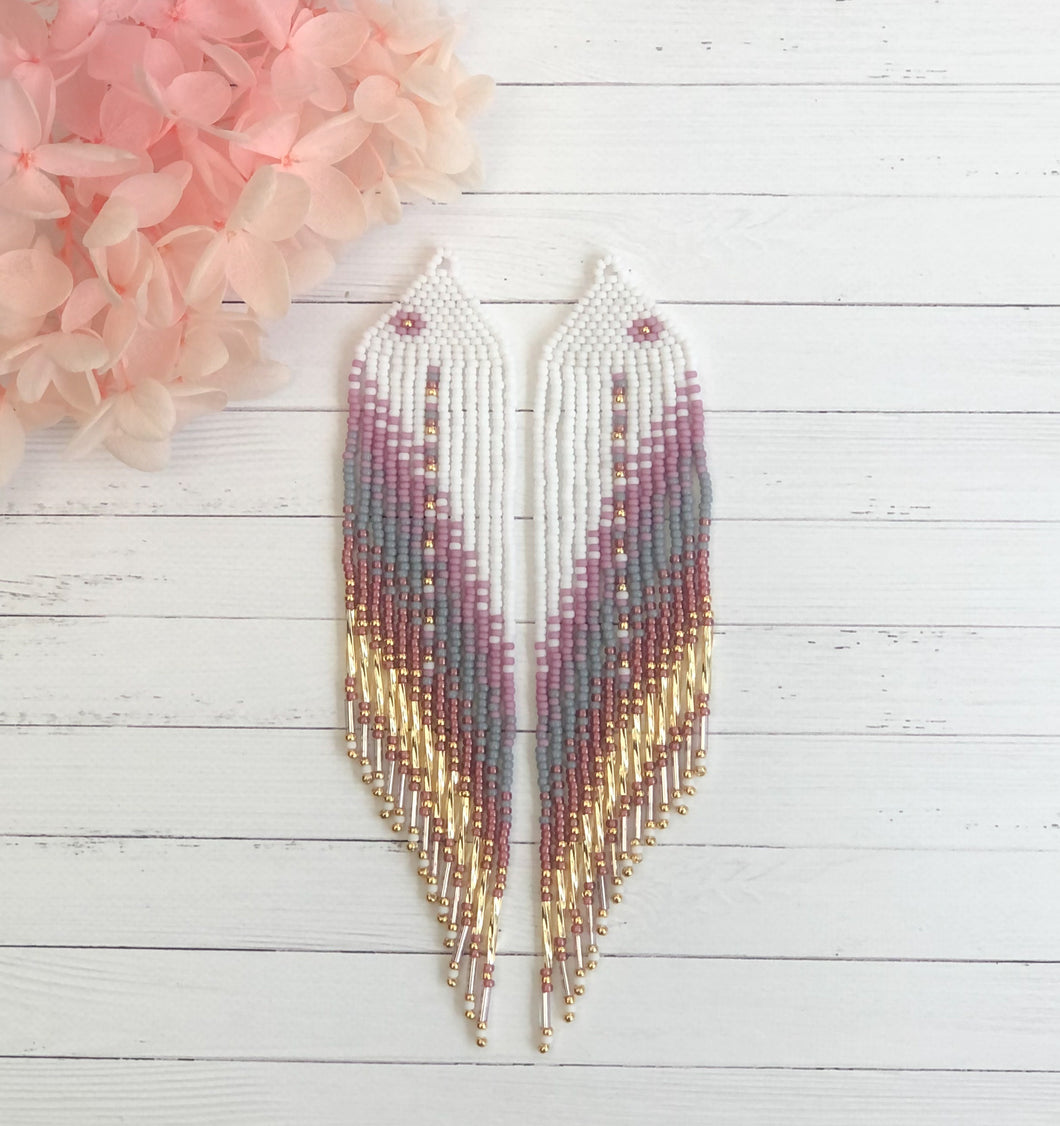 Long Butterfly Beaded Earrings